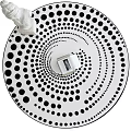 Modern Round Area Rug With Black White Polka Dot Spiral Pattern And Decorative Items