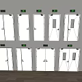 White Double Doors with Various Styles and Green Indicator Lights for Building Use 3d model