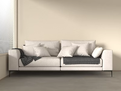 Modern double sofa fabric double sofa 3d model