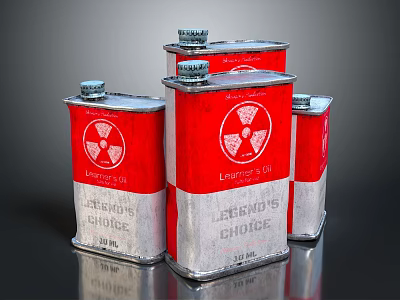 LERRNO'S CHOICE Radiation Warning Metal Cans Red And Silver Storage Containers 3d model