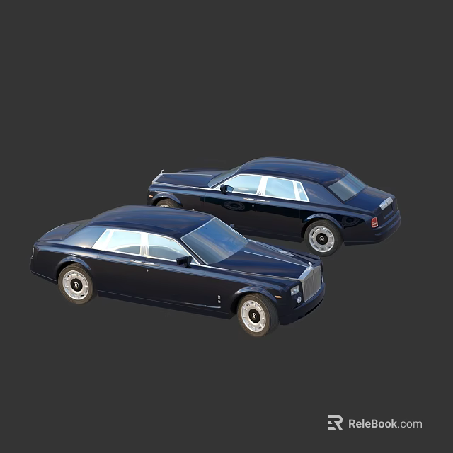Two Dark Blue Luxury Cars With Classic Design And Elegant Exterior 3d model 
