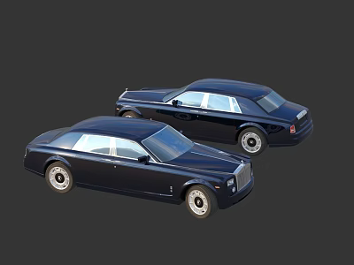 Two Dark Blue Luxury Cars With Classic Design And Elegant Exterior 3d model