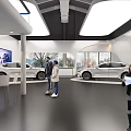 BYD 4S Showroom With White Cars Reception Desk And Salesperson Service