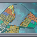 Urban Planning Model With Colored Functional Zones Water Area And Lighting Display Platform