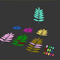 Green Leaves Collection With Various Sizes And Shapes On Dark Background