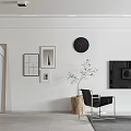 Modern Living Room Interior With Orange Sofa Black Chair And Decorative Painting