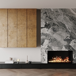 TV wall fireplace 3d model