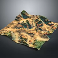 3D Terrain Model Showing Mountainous Landscape With Undulating Green Vegetation And Brown Soil