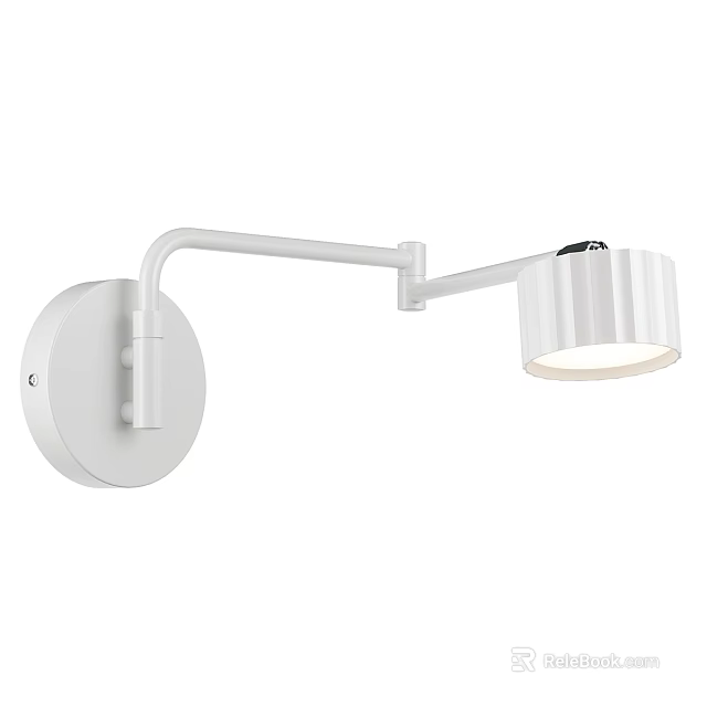 Modern White Wall Lamp With Adjustable Arm And Cylindrical Shade For Indoor Lighting 3d model 