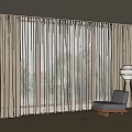 Neutral Translucent Lightweight Curtains In Modern Room With Green Trees Armchair And Floor Lamp