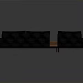 Black Upholstered L Shaped Sofa With Wooden Connecting Section And Chaise Lounge