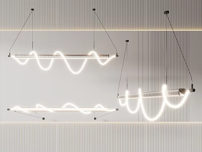 Modern LED Pendant Lights With Wave Design For Minimalist Interior Ceiling 3d model