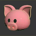 Cute Pink Pig Toy with Big Ears Black Eyes and Round Nose