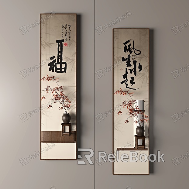 New Chinese Zen Pendant Stereo Wall Decorative Painting Hallway Ink Font Hanging Painting model