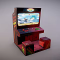 Classic Arcade Machine Entertainment Appliance With Colorful Screen Joysticks And Control Buttons