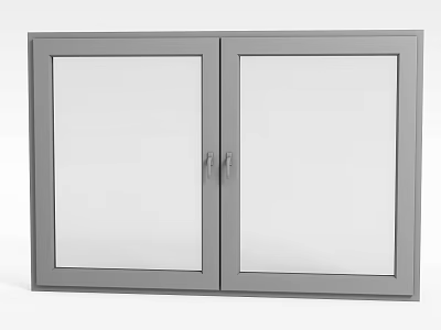Gray Double Door Glass Front Storage Cabinet with Modern Design and Metal Handles 3d model