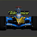Blue And Yellow Renault Formula 1 Race Car With Total Microsoft Mobil Logos