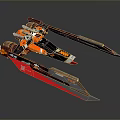 Futuristic Scifi Metallic Mechanical Device Featuring Orange Black Frame And Yellow Aerodynamic Blades