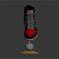 High Top Sneakers In Black Red White With Nike Logo On Metallic Gold Display Stand
