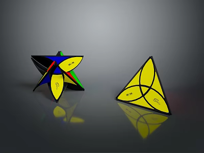 Geometric Household Puzzle Toys Star Shaped And Triangular With Yellow Black Design 3d model