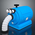 Modern Blue Computer Dust Collector Device With Flexible Hose And Top Adjustment Knob Design