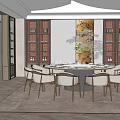 Elegant Modern Private Dining Room Interior With Round Table White Chairs And Wooden Cabinets