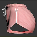 Pink Casual Shorts With White Drawstring Elastic Waist For Comfortable Summer Wear