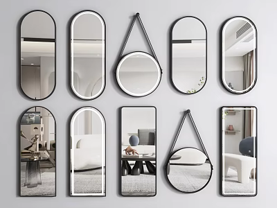 Modern Decorative Mirrors With Various Shapes And Frames 3d model