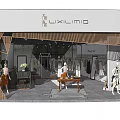 Modern Clothing Store Interior With Clothing Racks Mannequins Wooden Table Green Plants and Spotlights