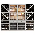 Classic Wine Cabinet With Glass Doors Wooden Shelves And Wine Bottle Storage Compartments