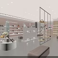 Elegant Modern Shoe Store Interior With Open Display Shelves Handbags And High Heels