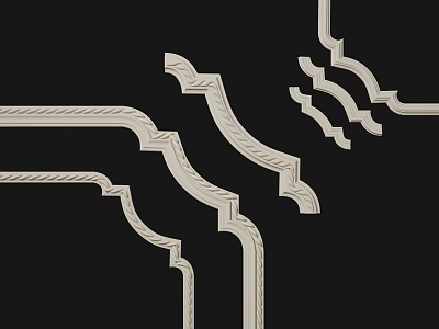Different Types Of Decorative Crown Molding With Ornate Patterns And Curved Designs 3d model