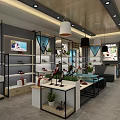 Modern Shoe Store Interior Featuring Display Shelves Hanging Lights Plants And Stylish Bags
