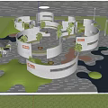 Park Landscape Design With Circular Pathways Green Plants And Flowers Where People Walk And Relax