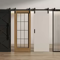Sliding Barn Doors With Black Wooden White And Frosted Glass Designs For Home