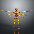 Fictional Multi Limb Creature Character with Yellow Red Color 3D Model Design