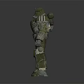 Armored Character 3D Model With Green Mechanical Armor And Detailed Warrior Design