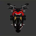 Red Sporty Motorcycle With Modern Sleek Design Black Accents And Yellow Forks