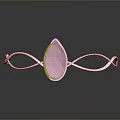 Elegant Silver Hair Tiara Featuring Pink Teardrop Gemstone and Swirl Design