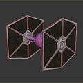 Aerospace Cosmic TIE Fighter Model With Solar Panel Wings And Detailed Design