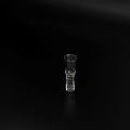 Transparent Shot Glass Placed On Black Surface With Gray Background Minimalist Style