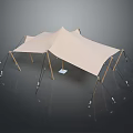 Modern Outdoor Canopy Furniture With Canvas Cover And Wooden Support Poles
