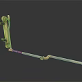 Brass Tone Metal Mechanical Component With Elongated Rod And Connected Parts