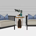 New Chinese Style Casual Sofa Combination Single Sofa 3d model
