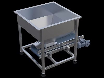 Industrial Hopper Conveyor Belt Feeding Equipment With Stainless Steel Frame And Motorized Drive 3d model