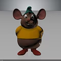 Cute Cartoon Mouse Character With Green Hat Yellow Shirt And Red Shoes
