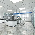 Modern Laboratory Interior With Lab Benches Glass Cabinets Instruments and Ergonomic Chairs
