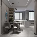 Modern Living Room Interior With Gray Sofa Round Coffee Table TV Wall And Orange Curtains