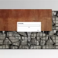 Rustic Stone Wall With Wooden Plank And Wire Mesh Decorative Design 3d model