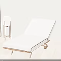 Modern Minimalist Lounge Chair With Light Colored Cushion Wooden Frame And Floor Lamp Potted Plant